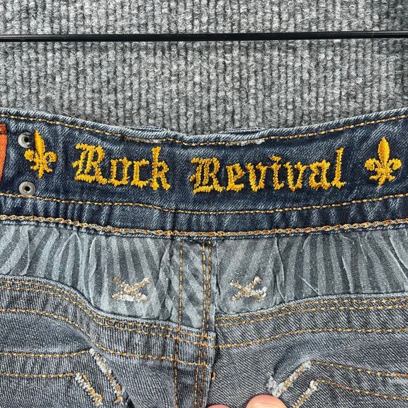 Rock Revival Deborah Easy Boot Jeans Women's 36X33 Flap Pockets Studded Bling - Picture 4 of 12